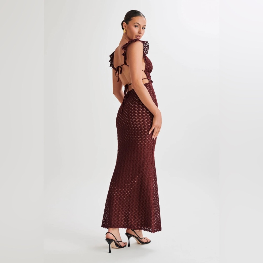 Meshki Ezra Lace Maxi Dress In Plum Size XXS 🥀✨ - Picture 3 of 9